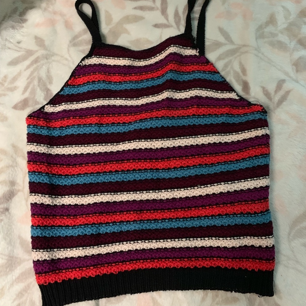 Multi color stripped halter top